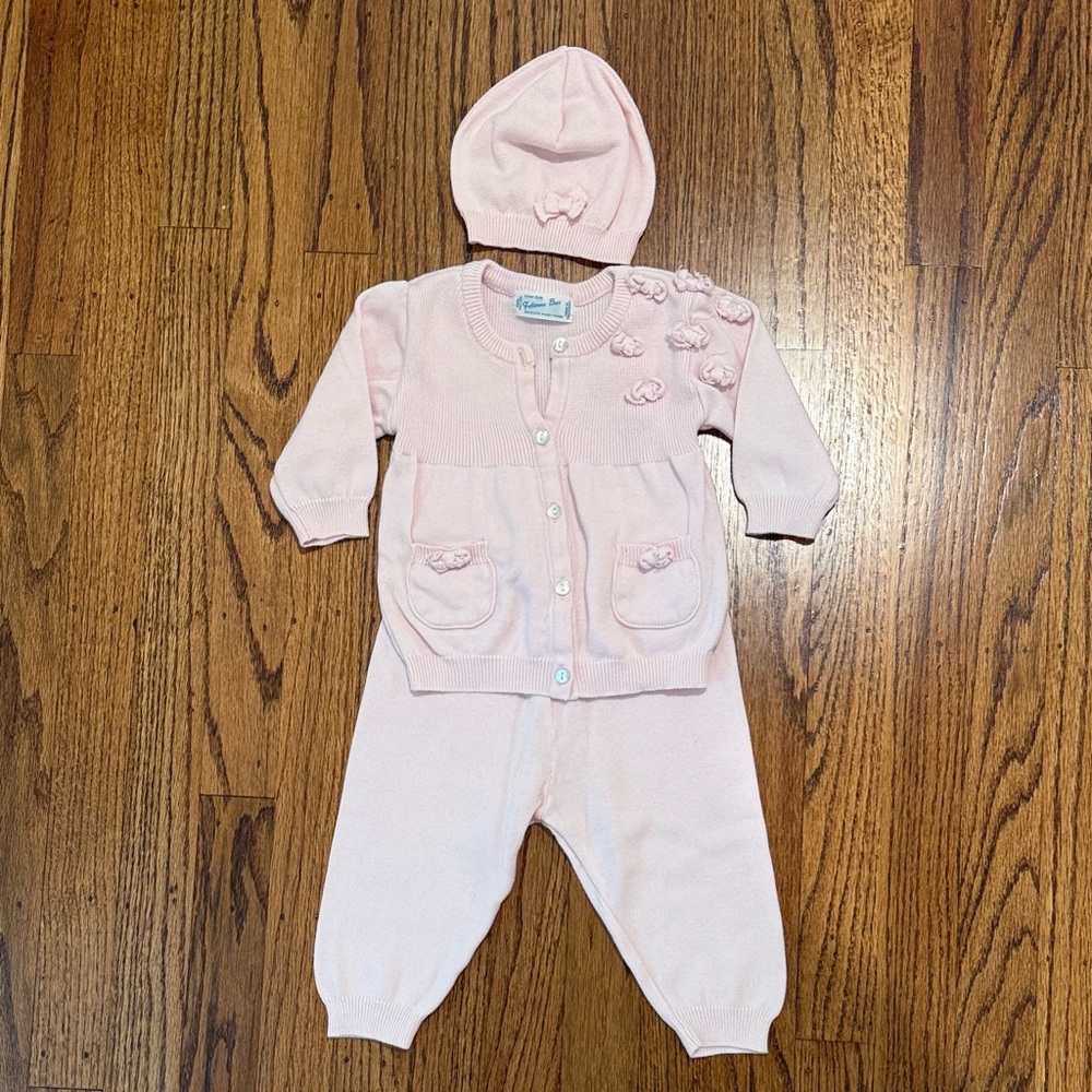 Feltman Brothers 6months Cardigan, Pants & Hat Set